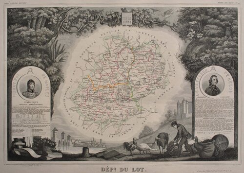Carte ancienne du Lot van Victor Levasseur, Afdruk te koop op Singulart
