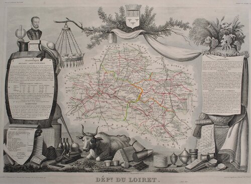 Carte ancienne du Loiret van Victor Levasseur, Afdruk te koop op Singulart