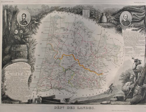 Carte ancienne  des Landes van Victor Levasseur, Afdruk te koop op Singulart