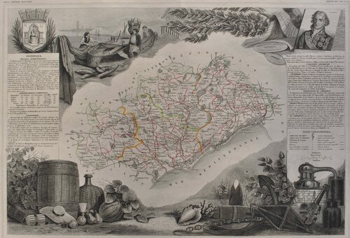 Carte ancienne  de l'Hérault van Victor Levasseur, Afdruk te koop op Singulart