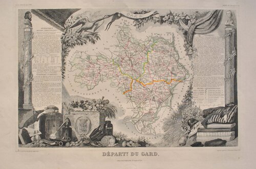 Carte ancienne du Gard van Victor Levasseur, Afdruk te koop op Singulart