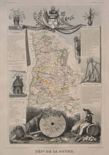 Carte ancienne de la Drôme van Victor Levasseur, Afdruk te koop op Singulart