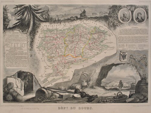 Carte ancienne du Doubs van Victor Levasseur, Afdruk te koop op Singulart