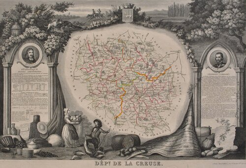 Carte ancienne de la Creuse van Victor Levasseur, Afdruk te koop op Singulart