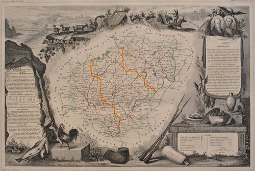 Carte ancienne de la Corrèze von Victor Levasseur, Druck kaufen auf Singulart