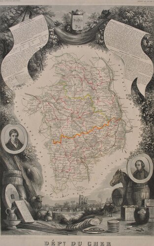 Carte ancienne du Cher van Victor Levasseur, Afdruk te koop op Singulart