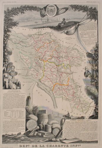 Carte ancienne de la Charente inférieure van Victor Levasseur, Afdruk te koop op Singulart