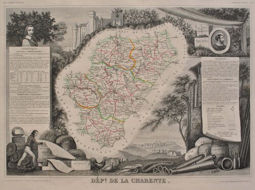 Carte ancienne de la Charente van Victor Levasseur, Afdruk te koop op Singulart