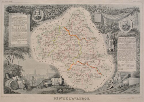 Carte ancienne de l'Aveyron van Victor Levasseur, Afdruk te koop op Singulart