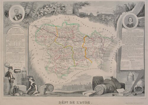 Carte ancienne de l'Aude van Victor Levasseur, Afdruk te koop op Singulart