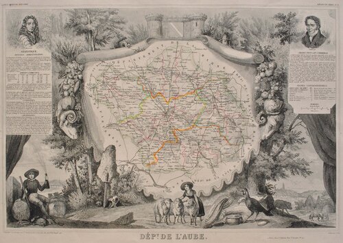 Carte ancienne de l'Aube van Victor Levasseur, Afdruk te koop op Singulart