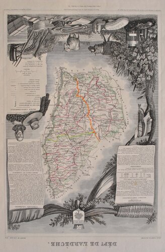 Carte ancienne de l'Ardèche by Victor Levasseur, Print for Sale on Singulart
