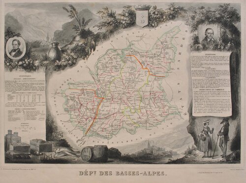 Carte ancienne des Basses Alpes van Victor Levasseur, Afdruk te koop op Singulart
