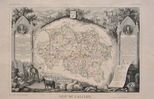 Carte ancienne de l'Allier van Victor Levasseur, Afdruk te koop op Singulart