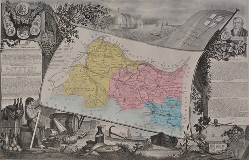 France, Carte ancienne du Rhône van Victor Levasseur, Afdruk te koop op Singulart