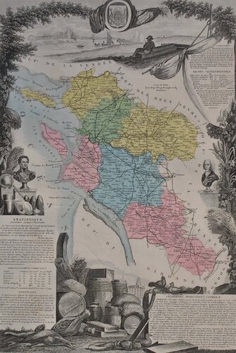 France, Carte ancienne de la Charente Inférieure van Victor Levasseur, Afdruk te koop op Singulart