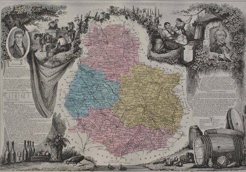 France, Carte ancienne de la Côte d'Or van Victor Levasseur, Afdruk te koop op Singulart