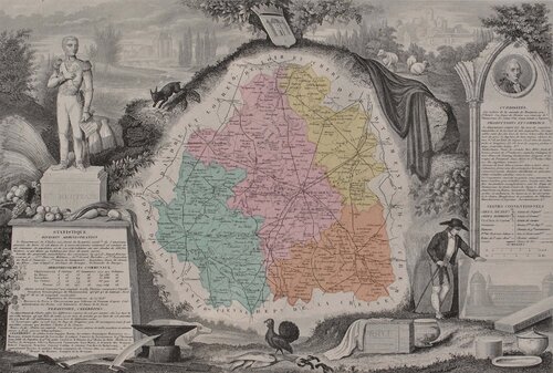 France, Carte ancienne de L'Indre van Victor Levasseur, Afdruk te koop op Singulart