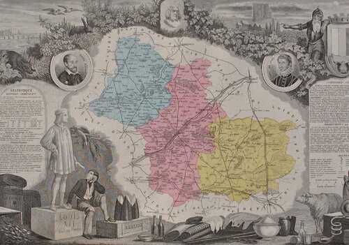 France, Carte ancienne du Loir et Cher van Victor Levasseur, Afdruk te koop op Singulart