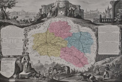 France, Carte ancienne du Loiret van Victor Levasseur, Afdruk te koop op Singulart