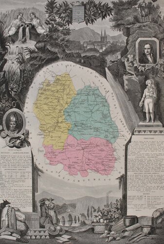 France, Carte ancienne de la Lozère van Victor Levasseur, Afdruk te koop op Singulart
