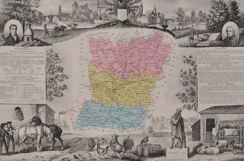 France, Carte ancienne de la Mayenne van Victor Levasseur, Afdruk te koop op Singulart