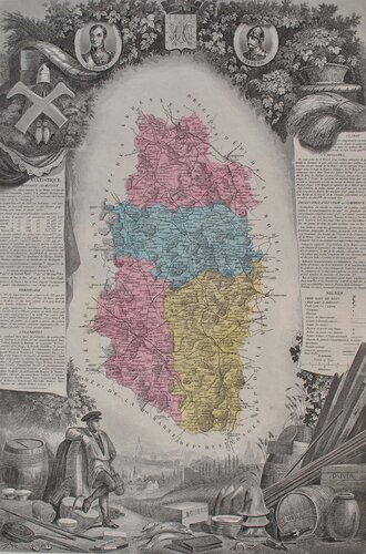 France, Carte ancienne de la Meuse van Victor Levasseur, Afdruk te koop op Singulart