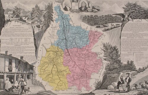 France, Carte ancienne des Hautes Pyrénées van Victor Levasseur, Afdruk te koop op Singulart