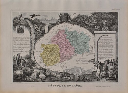 France, Carte ancienne de la Haute Saône, Gravure originale by Victor Levasseur, Print for Sale on Singulart