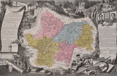 France, Carte ancienne de la Sarthe van Victor Levasseur, Afdruk te koop op Singulart