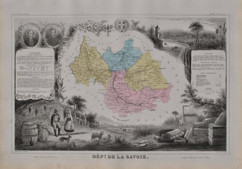 France, Carte ancienne de la Savoie, Gravure originale de Victor Levasseur, Impresión a la venta en Singulart