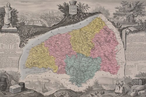 France, Carte ancienne de Seine Inférieure van Victor Levasseur, Afdruk te koop op Singulart