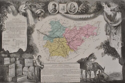 France, Carte ancienne du Tarn et Garonne van Victor Levasseur, Afdruk te koop op Singulart