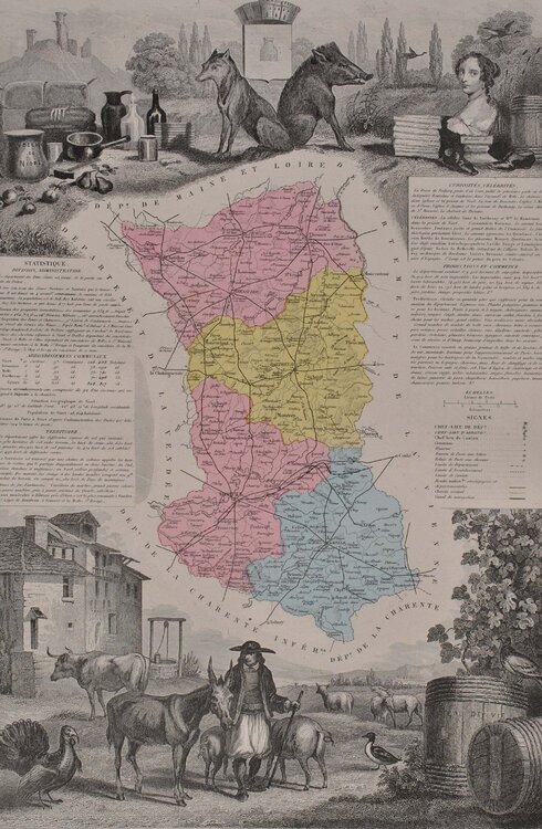France, Carte ancienne des Deux Sèvres Victor Levasseur