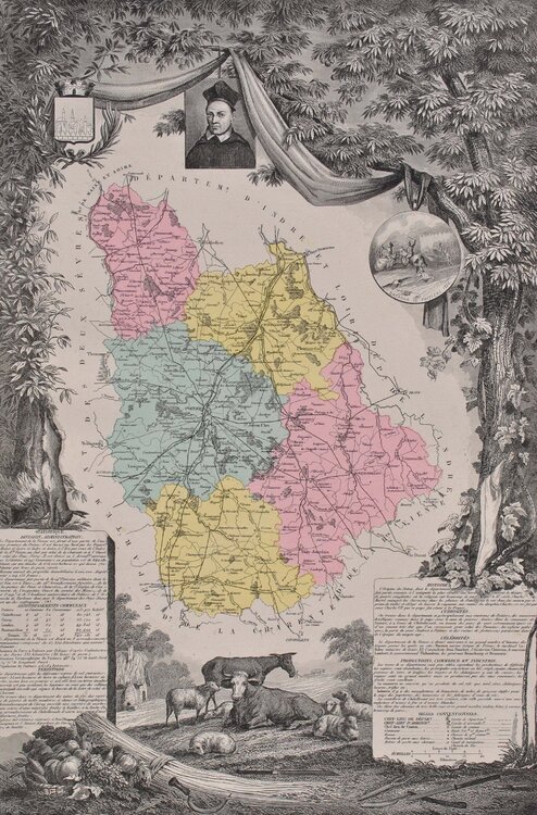 France, Carte ancienne de la Vienne Victor Levasseur