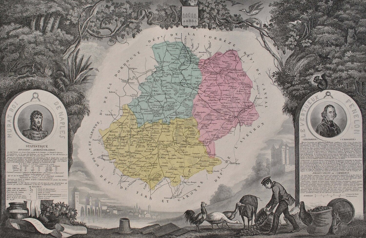 France, Carte ancienne du Lot Victor Levasseur Druck zu verkaufen