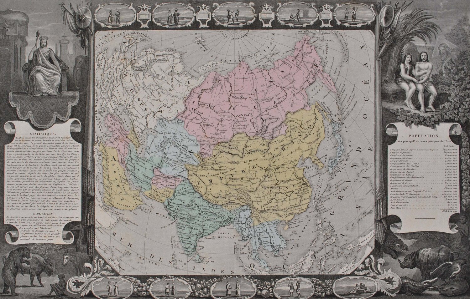 Carte ancienne de L'Asie Victor Levasseur