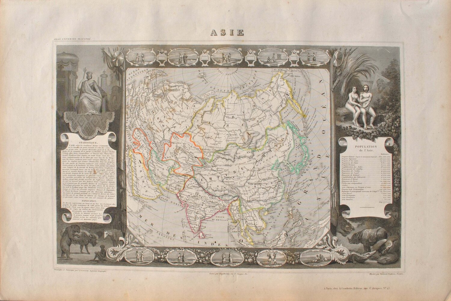 Carte ancienne de l'Asie Victor Levasseur Impresión en venta