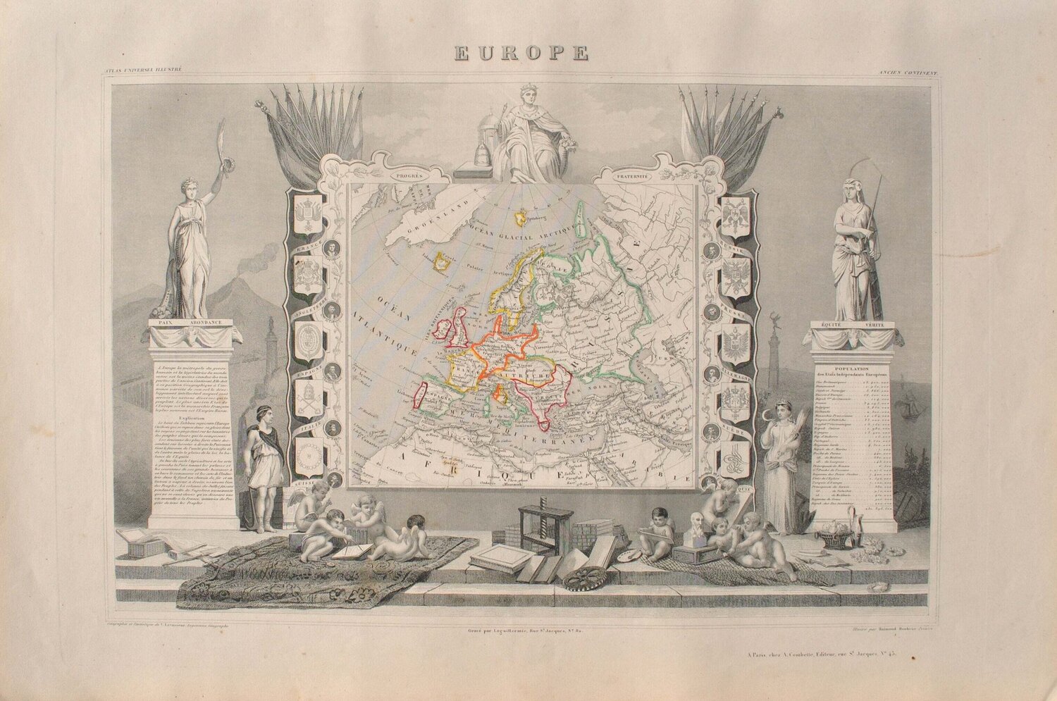 Carte ancienne de l'Europe Victor Levasseur Impresión en venta