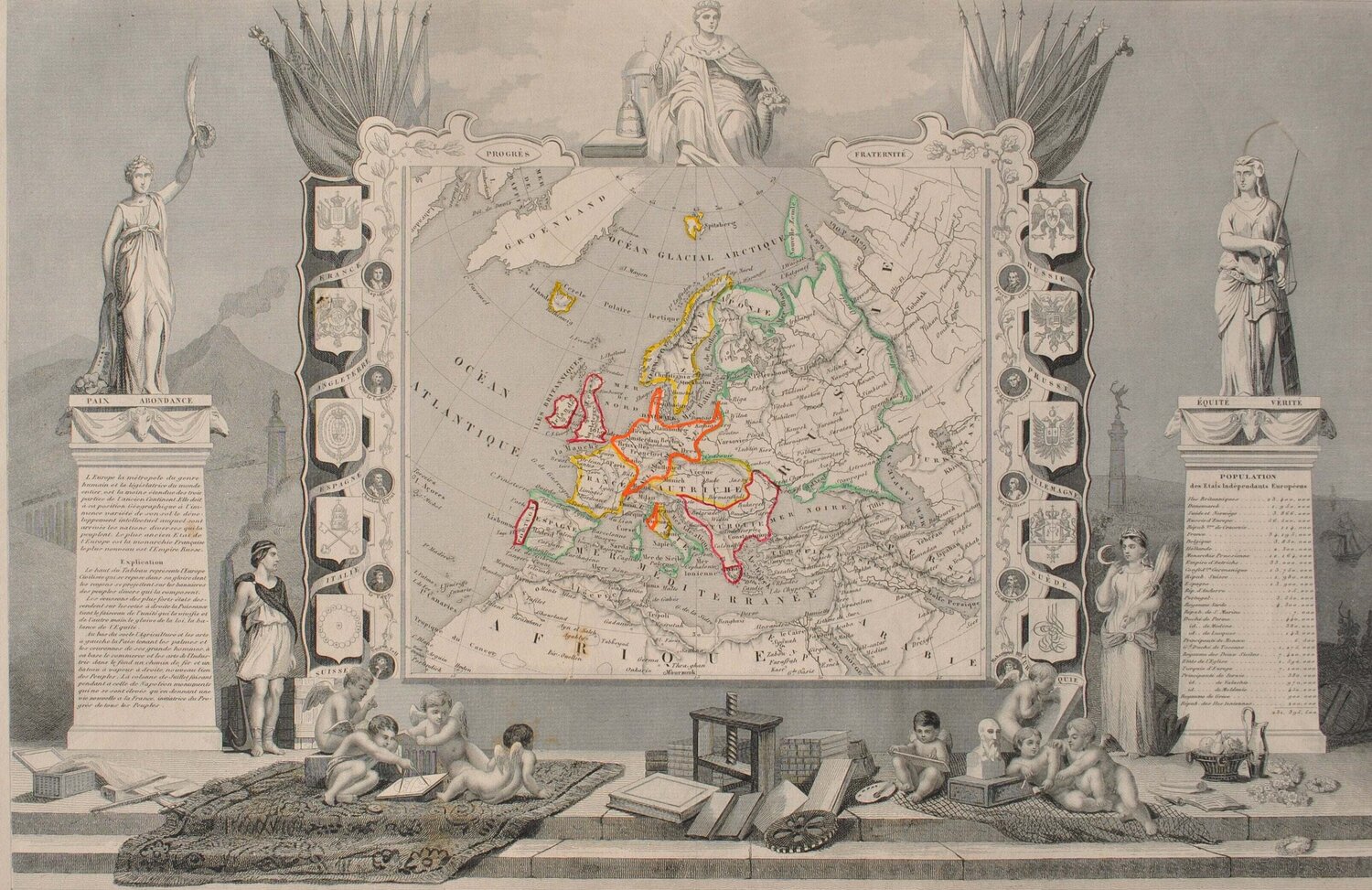 Carte ancienne de l'Europe Victor Levasseur