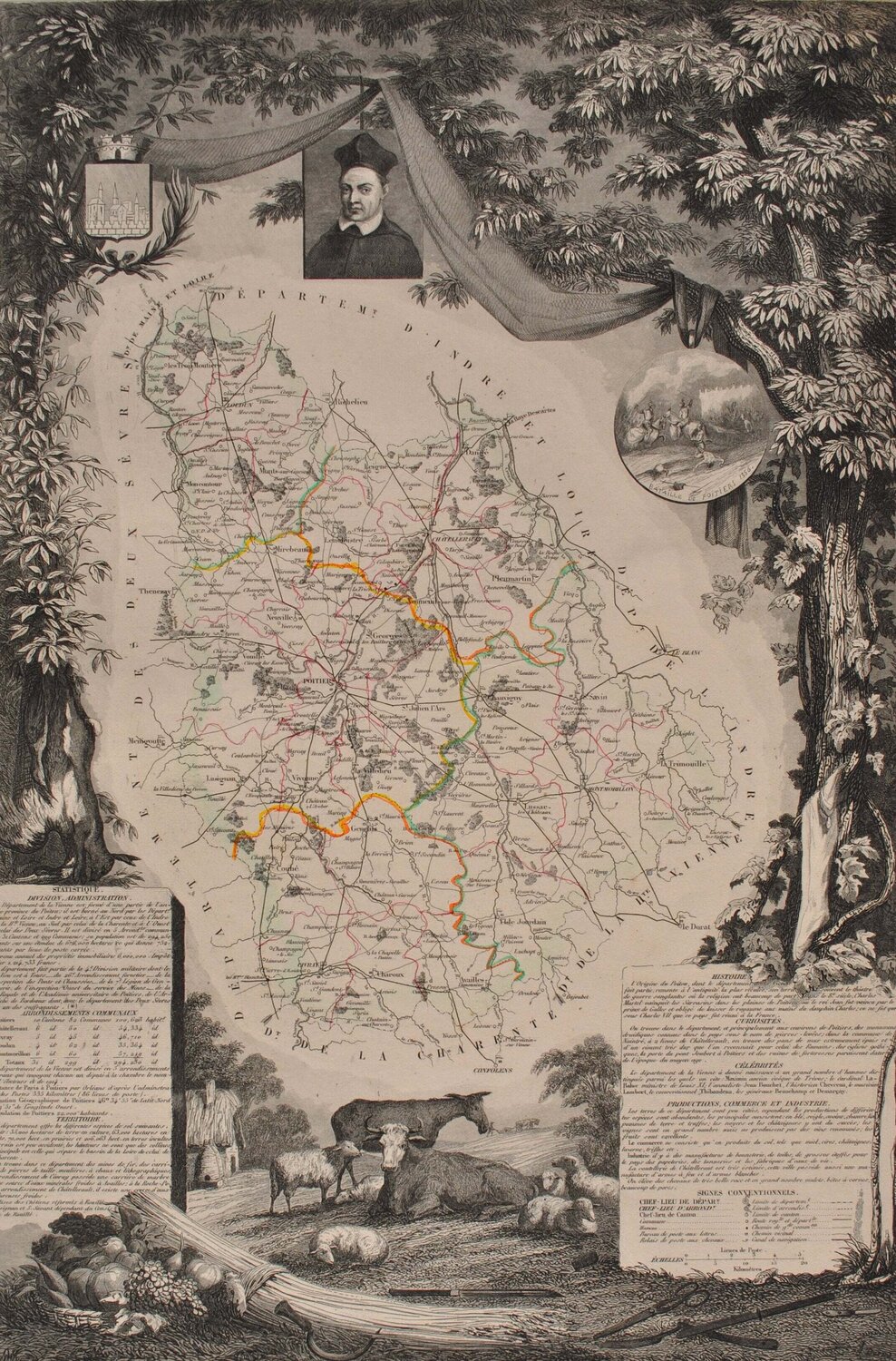 Carte ancienne de la Vienne Victor Levasseur
