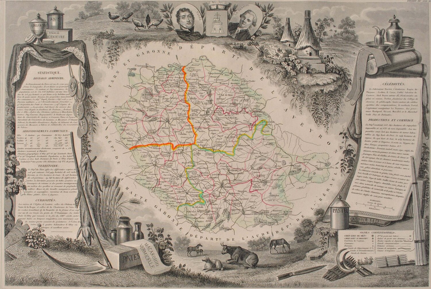 Carte ancienne du Tarn Victor Levasseur