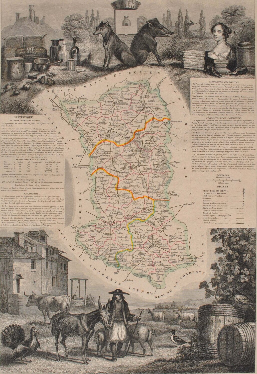 Carte ancienne des deux Sèvres Victor Levasseur Druck zu verkaufen