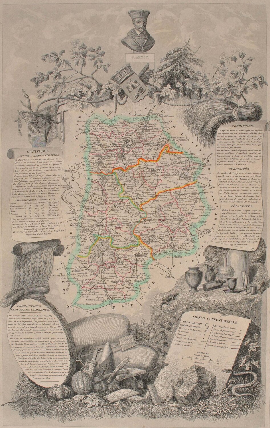 Carte ancienne de Seine et Marne Victor Levasseur