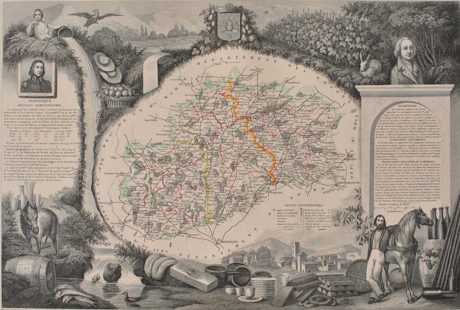 Carte ancienne de la Haute Saône Victor Levasseur Druck zu verkaufen