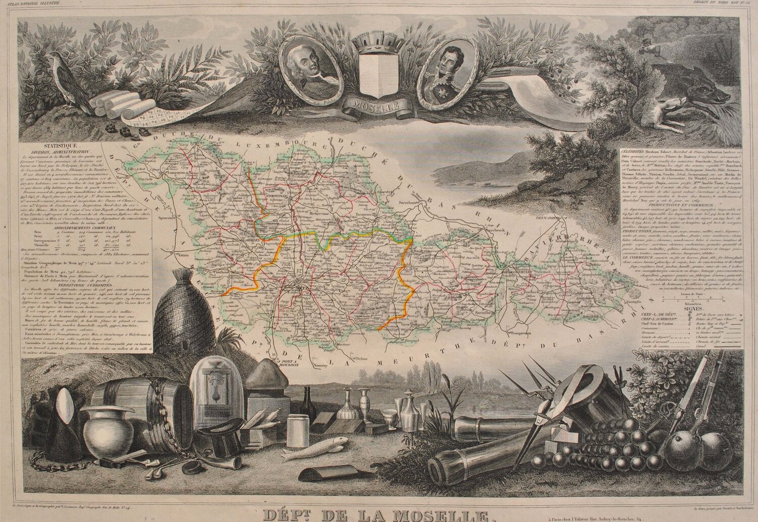 Carte ancienne de la Moselle Victor Levasseur