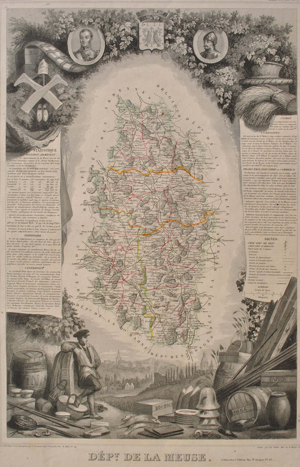 Carte ancienne de la Meuse Victor Levasseur