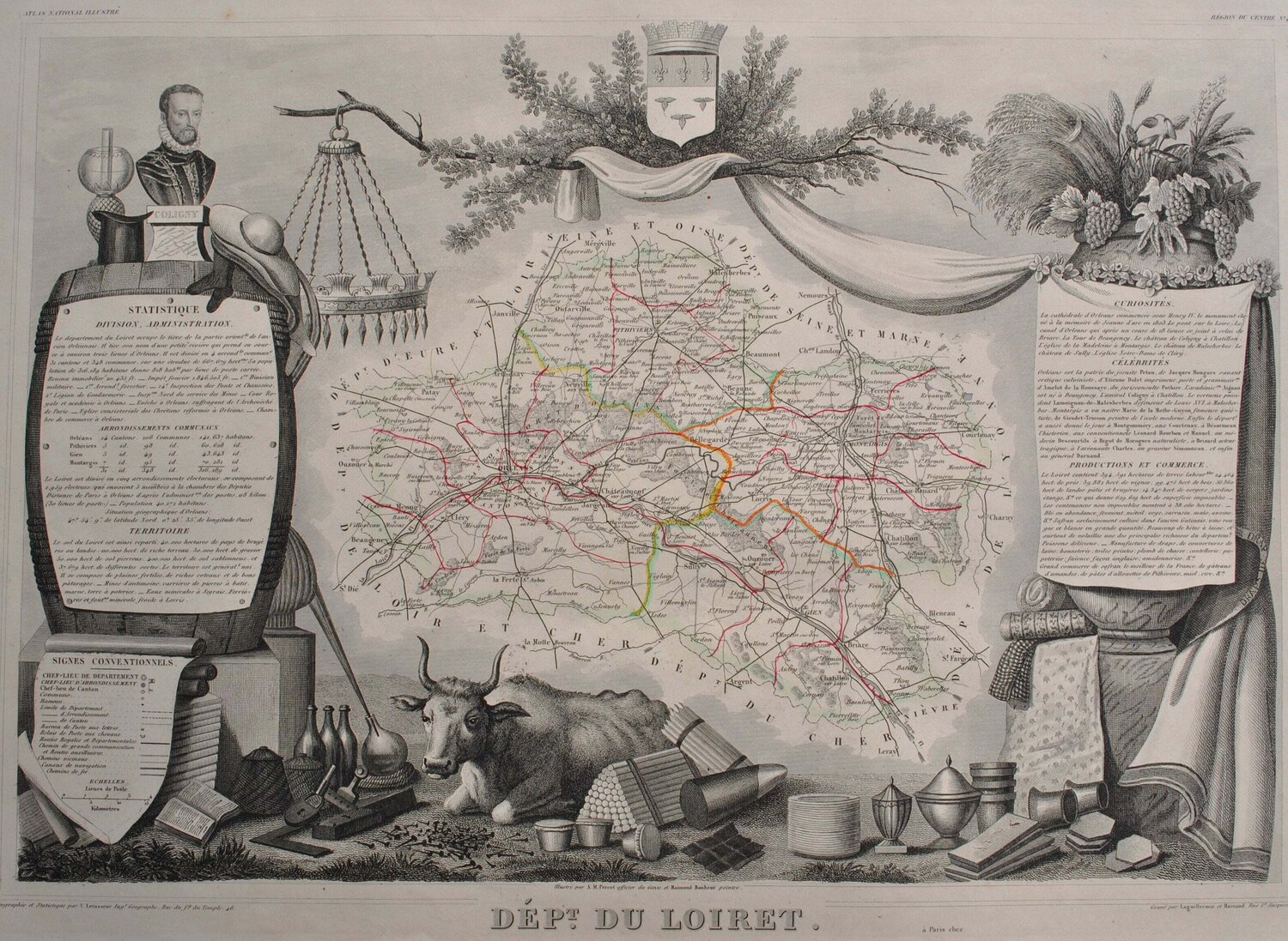 Carte ancienne du Loiret Victor Levasseur