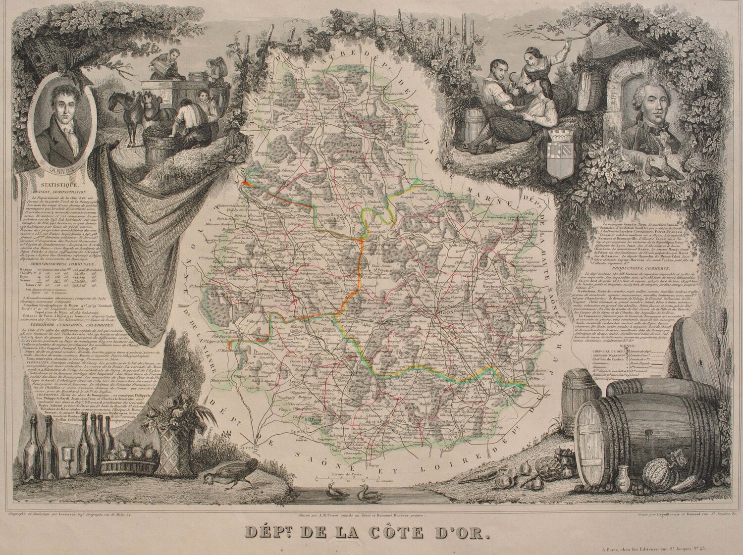 Carte ancienne de la Côte d'or Victor Levasseur