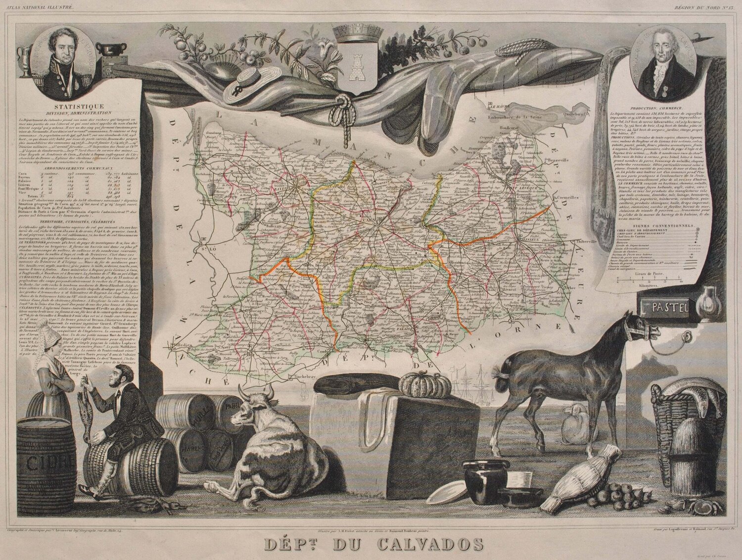Carte ancienne du Calvados Victor Levasseur